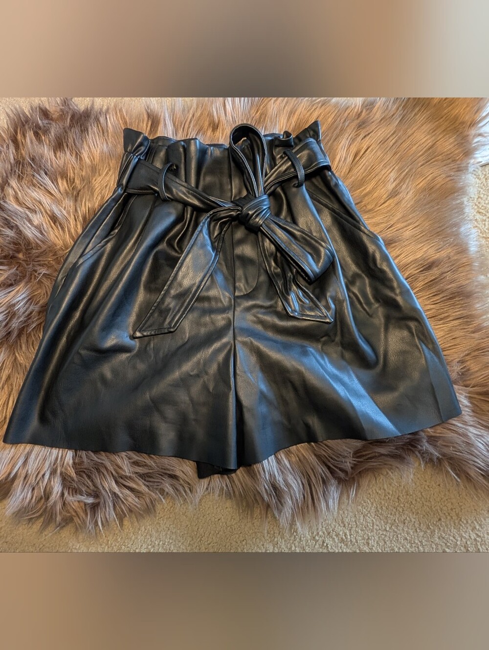 Zara Black Faux Leather Women's Shorts Medium